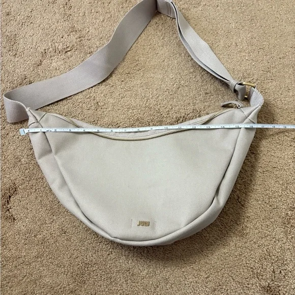 July Everyday Crescent Canvas Crossbody Light Gray Shoulder Bag - Picture 3 of 8
